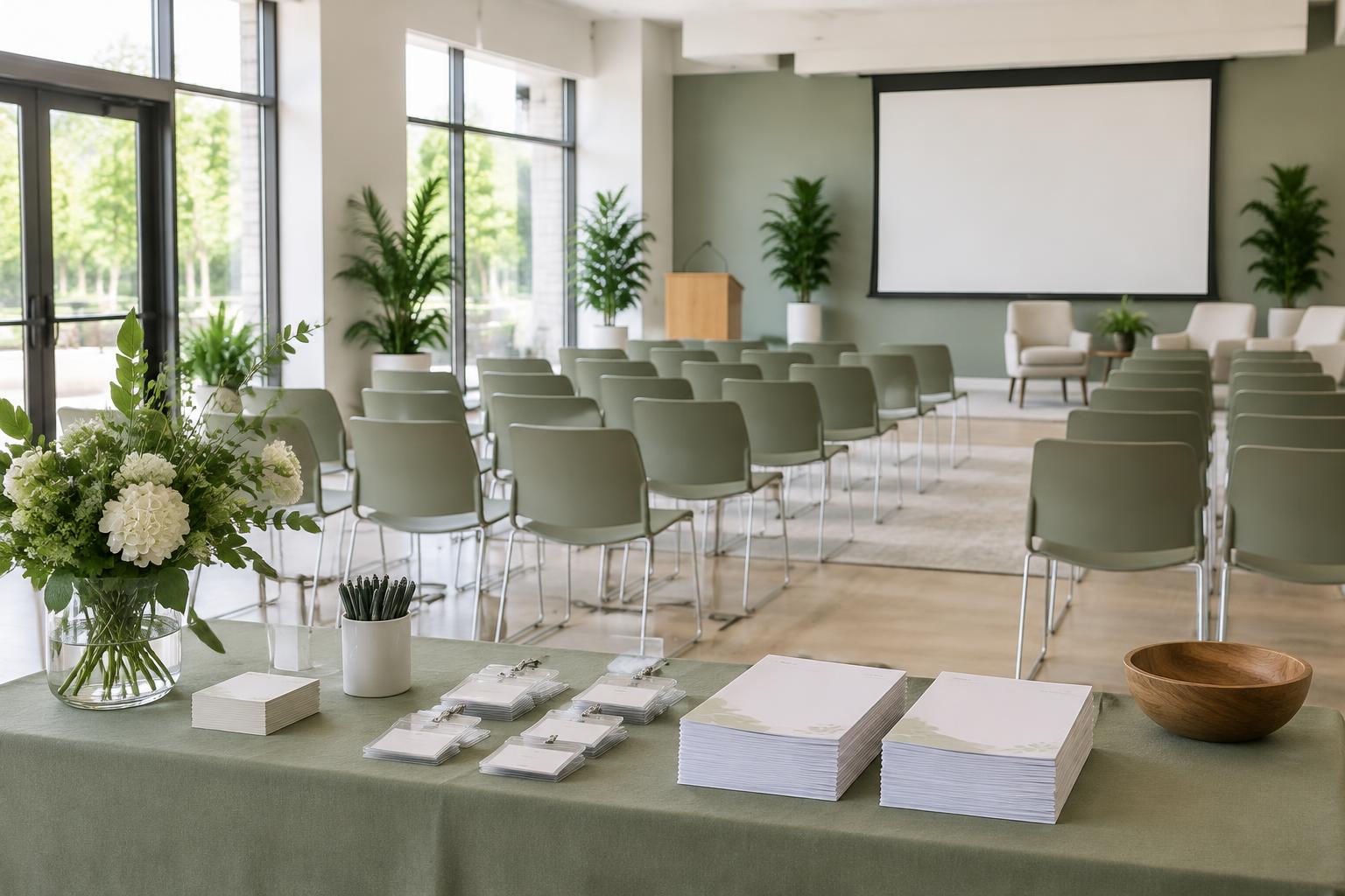 An organized community workshop space ready for an event